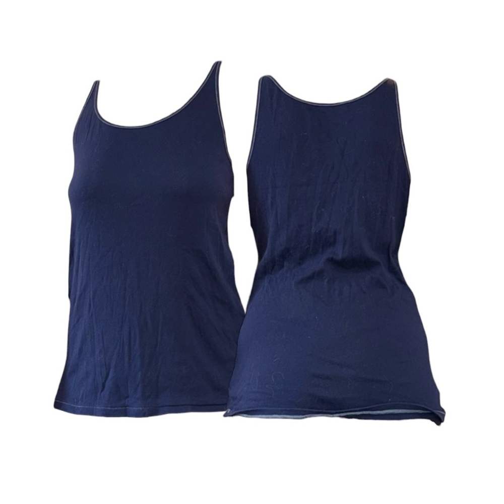 GAP Navy Scoop Neck Tank Top With White Seam
